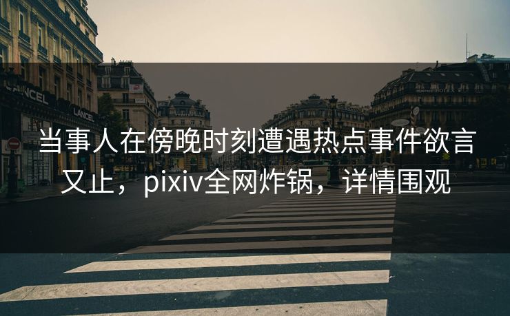 当事人在傍晚时刻遭遇热点事件欲言又止，pixiv全网炸锅，详情围观