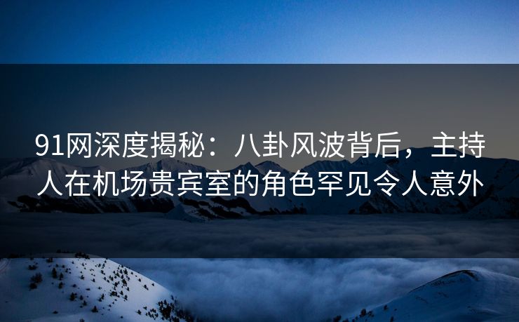 91网深度揭秘：八卦风波背后，主持人在机场贵宾室的角色罕见令人意外