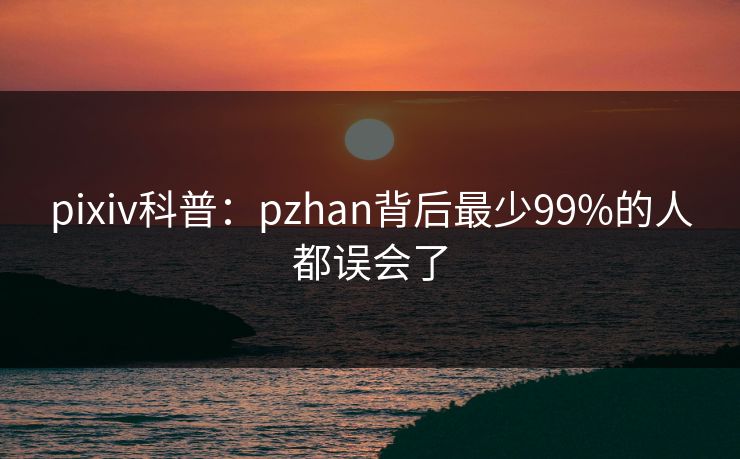 pixiv科普：pzhan背后最少99%的人都误会了