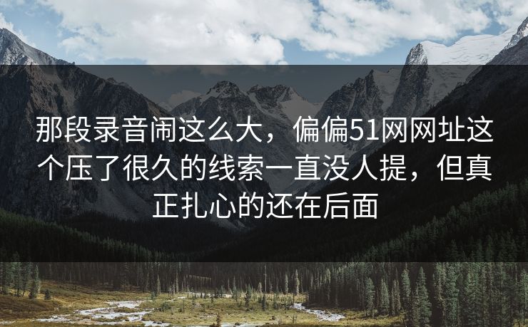 那段录音闹这么大,偏偏51网网址这个压了很久的线索一直没人提,但真正扎心的还在后面